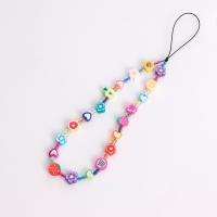 Polymer Clay Cellphone Lanyard, with Acrylic, for woman, multi-colored, Length:20 cm, Sold By PC