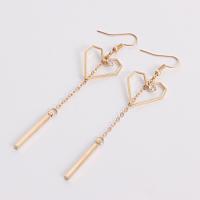 Zinc Alloy Drop Earrings Heart gold color plated fashion jewelry & for woman & with rhinestone golden nickel lead & cadmium free 110mm 20mm 30mm Sold By Pair