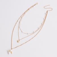Multi Layer Necklace Zinc Alloy with Plastic Pearl with 10cm extender chain Wing Shape gold color plated fashion jewelry & multilayer & for woman golden nickel lead & cadmium free 10mm 20mm Length 35 cm 40 cm 50 cm Sold By PC