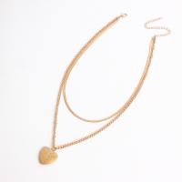Multi Layer Necklace Zinc Alloy with 10cm extender chain Heart gold color plated Double Layer & fashion jewelry & adjustable & for woman golden nickel lead & cadmium free 25mm Length 40 cm 50 cm Sold By PC