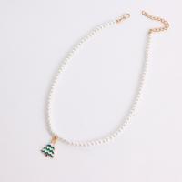 Plastik perle halskæde, Plastic Pearl, med Zinc Alloy, med 6cm extender kæde, guldfarve belagt, Anden figur til valg & mode smykker & for kvinde & emalje, hvid, Længde 40 cm, Solgt af PC