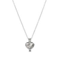 Zinc Alloy Jewelry Necklace with Plastic Pearl with 5cm extender chain Heart platinum color plated fashion jewelry & adjustable & for woman & hollow platinum color nickel lead & cadmium free Length 45 cm Sold By PC