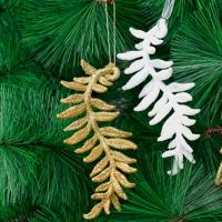 Kunststoff Weihnachtsbaum-Dekoration, mit Pailletten, Blatt, Weihnachtsschmuck, keine, 60x135mm, verkauft von PC