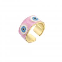 Evil Eye Jewelry Finger Ring Brass gold color plated Adjustable & for woman & enamel Sold By PC