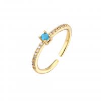 Cubic Zirconia Micro Pave Brass Ring with turquoise plated Adjustable & micro pave cubic zirconia & for woman Sold By PC