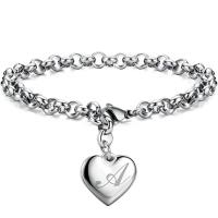 Stainless Steel Jewelry Bracelet, 304 Stainless Steel, Heart, different styles for choice & with letter pattern & for woman, original color, Length:Approx 7 Inch, Sold By PC