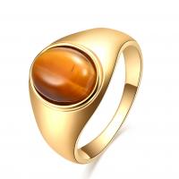 Rozsdamentes acél Finger Ring, 304 rozsdamentes acél, -val türkiz & Tiger Eye, Ovális, valódi aranyozott, különböző méretű a választás & a nő, több színt a választás, 10x8mm, Méret:7-12, Által értékesített PC