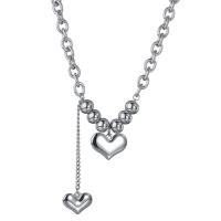 Titanium Steel Necklace Heart polished wave chain & fashion jewelry & for woman original color Length Approx 17.1 Inch Sold By PC