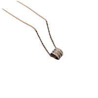 Collar de Acero Titanio, Partículas de acero, chapado en oro de rosa real, para mujer & con diamantes de imitación, 8.20x10.60mm, longitud:aproximado 15.3 Inch, Vendido por UD