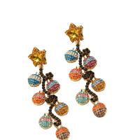 Rhinestone Earring, Tibetan Style, Star, gold color plated, for woman & with rhinestone, nickel, lead & cadmium free, 28x86mm, Sold By Pair