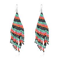Fashion Fringe Earrings, Seedbead, handmade, Christmas jewelry & for woman, more colors for choice, nickel, lead & cadmium free, 30x95mm, Sold By Pair