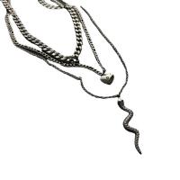 Mode-Multi-Layer-Halskette, Titanstahl, mit Verlängerungskettchen von 1.96inch, Schlange, drei Schichten & für Frau, keine, 5.20x43.60mm, Länge ca. 14.5 ZollInch, ca. 16.1 ZollInch, ca. 19.6 ZollInch, verkauft von PC