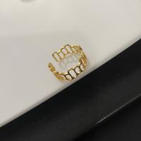 Пальцевидное Кольцо Титановой Стали, титан, Геометрический узор, плакированный настоящим золотом, регулируемый & Женский & отверстие, размер:6-8, продается PC