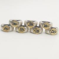 925 Sterling Silber Großes Loch Perlen, mit Messing, Salben, DIY & verschiedene Muster für Wahl, Silberfarbe, 12mm, Bohrung:ca. 7mm, verkauft von PC