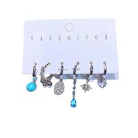 Brass Earring Set with turquoise platinum plated 6 pieces & fashion jewelry & micro pave cubic zirconia & for woman nickel lead & cadmium free Sold By Set