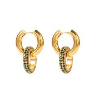 Edelstahl Tropfen Ohrring, 304 Edelstahl, Modeschmuck & Micro pave Zirkonia & für Frau, keine, 25x18mm, verkauft von Paar