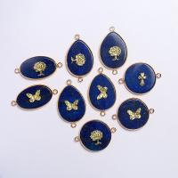 Драгоценный камень разъем, Лазурит, с Латунь, плакирован золотом, Различная форма для выбора & Мужская & 1/1 петля, голубой, продается PC