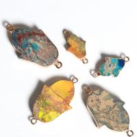 kamień Złącze, Kamień naturalny, ze Mosiądz, Ręka, Platerowane w kolorze złota, dla obu płci & kółko1/1, dostępnych więcej kolorów, 5x22x41mm, sprzedane przez PC