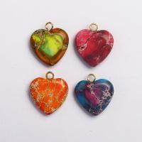 Natural Imperial Jasper Pendants, Impression Jasper, Heart, Unisex, more colors for choice, 15.19x5x17mm, Sold By PC