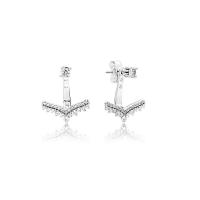 Cubic Zirconia Micro Pave Sterling Silver Earring, 925 Sterling Silver, with Cubic Zirconia, different styles for choice & for woman, more colors for choice, 7x15mm, Sold By PC