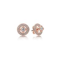 Cubic Zirconia Micro Pave Sterling Silver Earring 925 Sterling Silver with Cubic Zirconia rose gold color plated & for woman & faceted & hollow Sold By PC