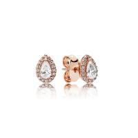 Cubic Zirconia Micro Pave Sterling Silver Earring, 925 Sterling Silver, with Cubic Zirconia, rose gold color plated, different styles for choice & for woman & faceted & hollow, more colors for choice, 11x13mm, Sold By PC