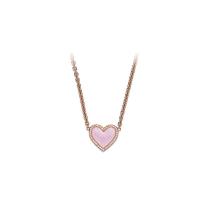 925 Sterling Silver Necklaces, with Cubic Zirconia, rose gold color plated, different styles for choice & for woman, more colors for choice, 15x7mm, Length:Approx 45 cm, Sold By PC