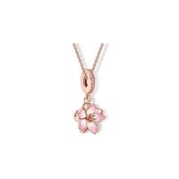 Cubic Zircon Micro Pave 925 Sterling Silver Necklace with Cubic Zirconia plated & for woman & enamel Length Approx 45 cm Sold By PC