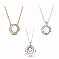 925 Sterling Silver Necklaces with Cubic Zirconia Donut plated & for woman & hollow Length Approx 45 cm Sold By PC
