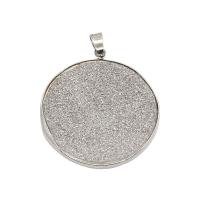 Shell Pendants, Freshwater Shell, with Brass, Flat Round, silver color plated, Unisex & frosted, silver color, 37mm, Sold By PC