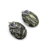 Gemstone Pendants Jewelry, with Rhinestone Clay Pave & Resin, Oval, Unisex, mixed colors, 35x45mm, Sold By PC