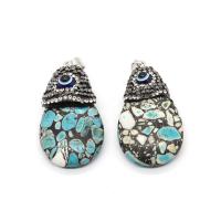 Turquoise Pendant Mosaic Turquoise with Rhinestone Clay Pave & Resin Teardrop Unisex blue Sold By PC