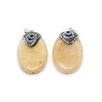 Gemstone Pendants Jewelry Dyed Marble with Rhinestone Clay Pave & Resin Oval Unisex yellow Sold By PC