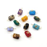 Gemstone Connector, Natural Stone, with Brass, gold color plated, DIY & different materials for choice & 1/1 loop, more colors for choice, 7x18mm, Sold By PC