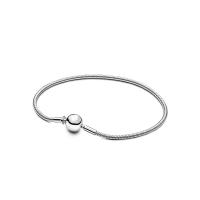 925 Sterling Silver European Bracelet Round plated & for woman Sold By PC