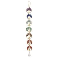 Hanging Ornaments, Gemstone, with Brass, Tree, gold color plated, mixed colors, 510-520mmx50mm, Sold By PC