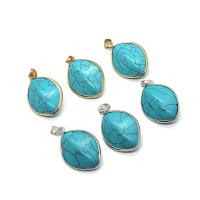 Gemstone Pendants Jewelry Turquoise with Brass irregular plated DIY Sold By PC
