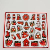 Hout Kerst opknoping ornamenten, Kerst sieraden, rood, 220x180x20mm, 30pC's/box, Verkocht door box