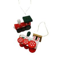 Wood Christmas Tree Decoration, Train, 8 pieces & Christmas jewelry, mixed colors, 130x110x20mm, 8PCs/Box, Sold By Box