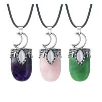 Gemstone Pendants Jewelry, with Tibetan Style, silver color plated, different materials for choice & Unisex, more colors for choice, 45-48mmx18-25mm, Sold By PC