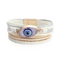 Evil Eye Jewelry Bracelet PU Leather with Resin & Zinc Alloy multilayer & Bohemian style & for woman 19mm 36mm Sold By PC