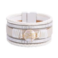 PU Leather Cord Bracelets with Plastic Pearl & Zinc Alloy multilayer & Bohemian style & for woman 18mm 32mm Length Approx 7.8 Inch Sold By PC