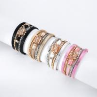 PU Leather Cord Bracelets with Resin & Zinc Alloy multilayer & Bohemian style & for woman 16mm 20mm Length Approx 7.48 Inch Sold By PC