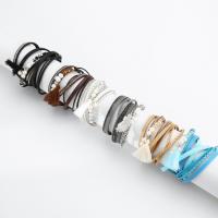 PU Leather Cord Bracelets with Crystal & Plastic Pearl & Zinc Alloy multilayer & for woman & with rhinestone 17mm 30mm Length Approx 15.16 Inch Sold By PC