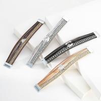Bracelets cordon PU, cuir PU, avec alliage de zinc, multicouche & pour femme & avec strass, plus de couleurs à choisir, 22mm, Longueur:Environ 7.68 pouce, Vendu par PC