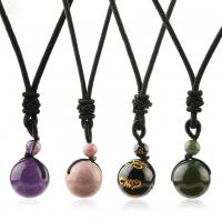 Natural Gemstone Necklace, Nylon Cord, with Gemstone, different materials for choice & Unisex, 16mm, Length:Approx 24.8 Inch, Sold By PC