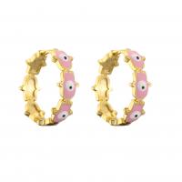 Evil Eye Earrings Brass 18K gold plated for woman & enamel Sold By Pair