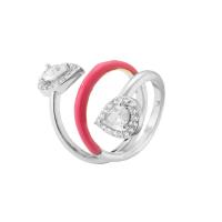 Cúbicos Circonia Micro Pave anillo de latón, metal, chapado, Ajustable & micro arcilla de zirconia cúbica & para mujer & esmalte, más colores para la opción, Vendido por UD