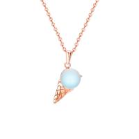 925 Sterling Silver Necklaces with Moonstone Ice Cream plated fashion jewelry & for woman Length Approx 17.7 Inch Sold By PC