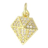 Cubic Zirconia Micro Pave Brass Pendant, real gold plated, micro pave cubic zirconia, gold, 11x13x2mm, Hole:Approx 3mm, Sold By PC
